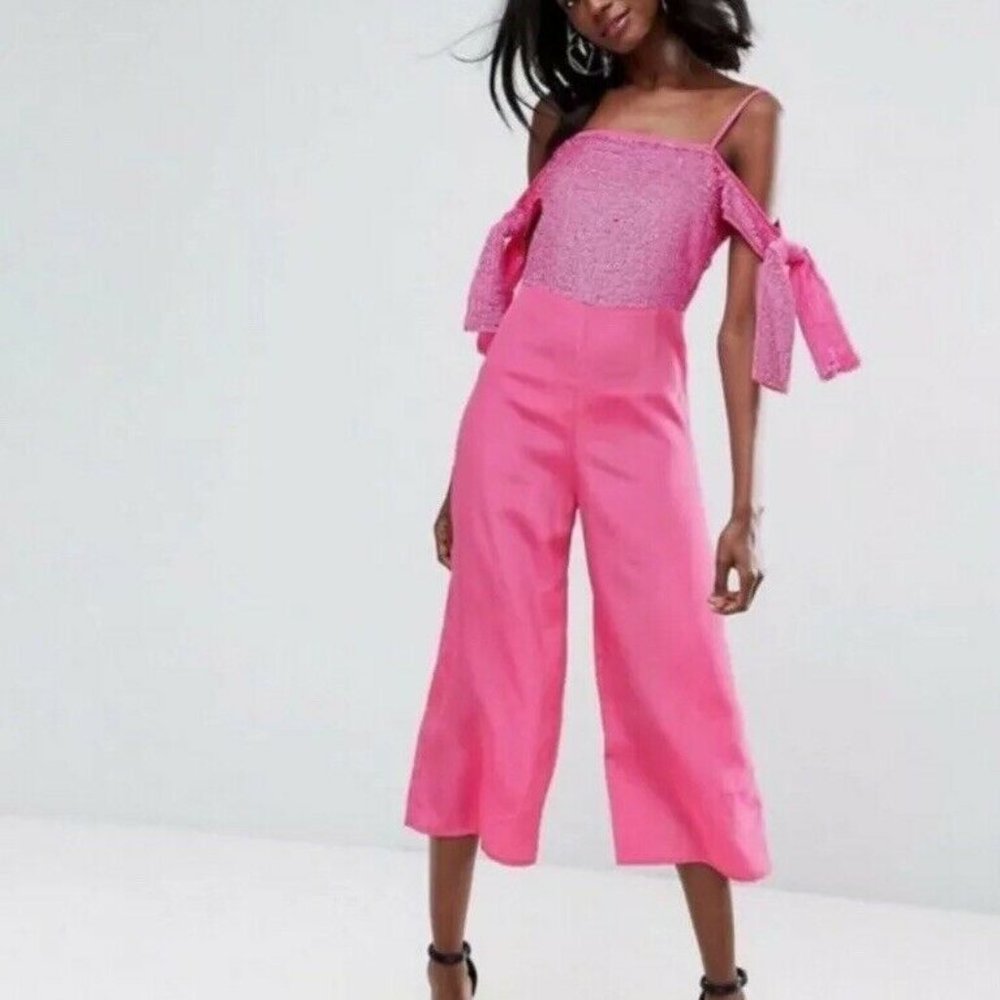 Asos Womens NWT New Pink Sequin Romper